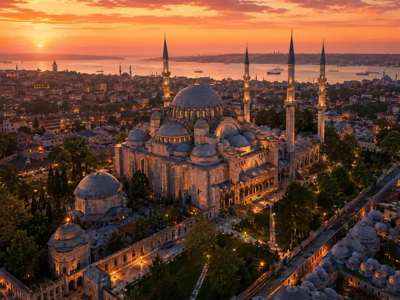 Suleymaniye Mosque and Istanbul skyline view from the historic peninsula